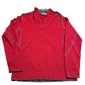 SMARTWOOL MERINO WOOL QUARTER ZIP FRONT BURGUNDY & GREY SWEATER PULL OVER MEDIUM